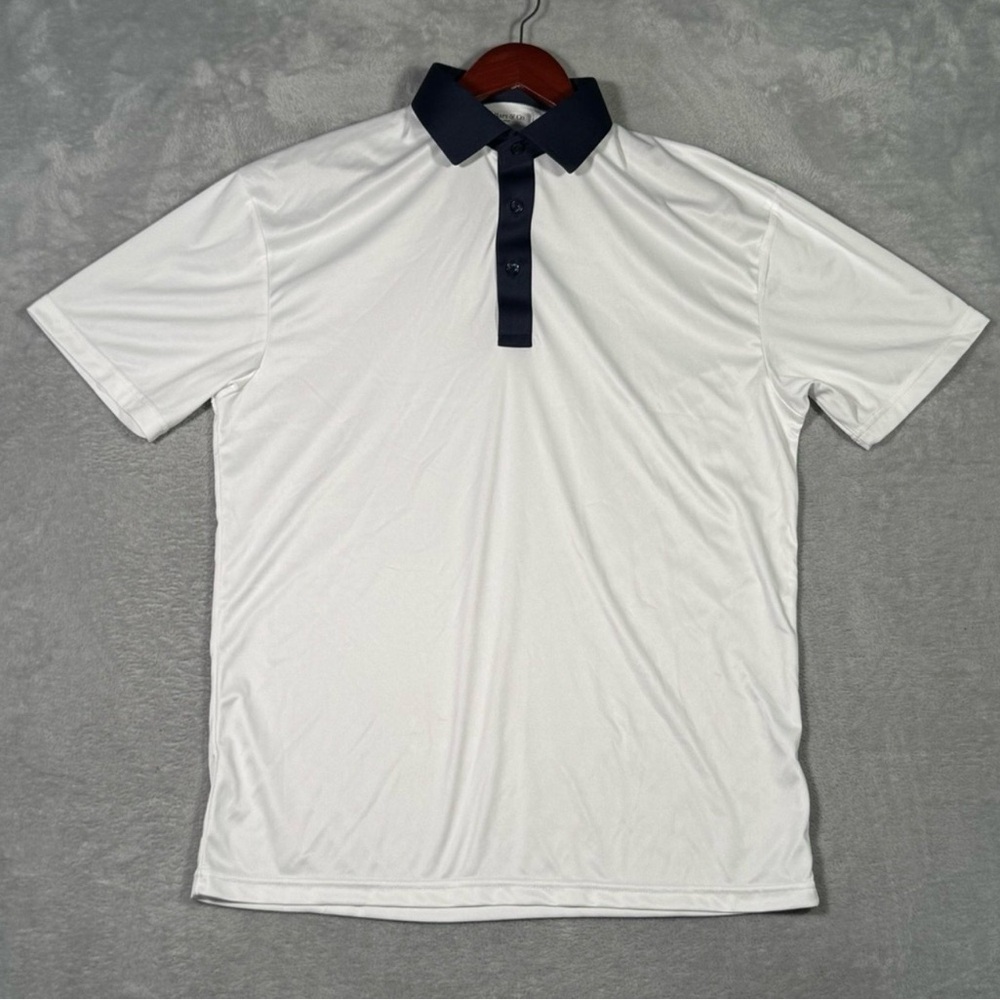 Collars & Co. White Polo Shirt with Navy Accents